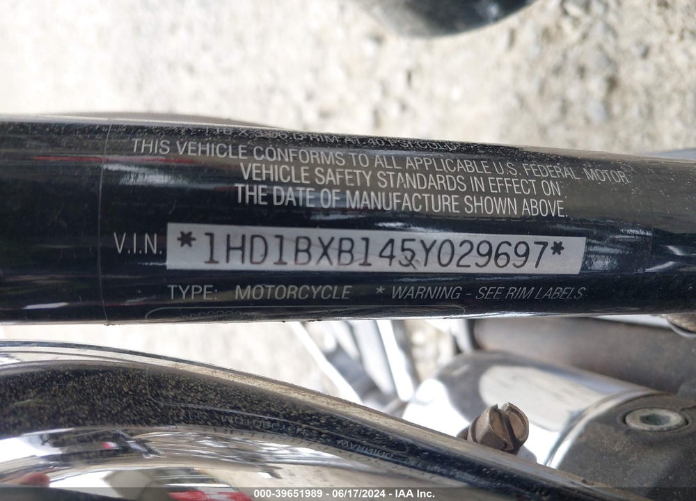 2005 HARLEY-DAVIDSON FLSTFI VIN: 1HD1BXB145Y029697