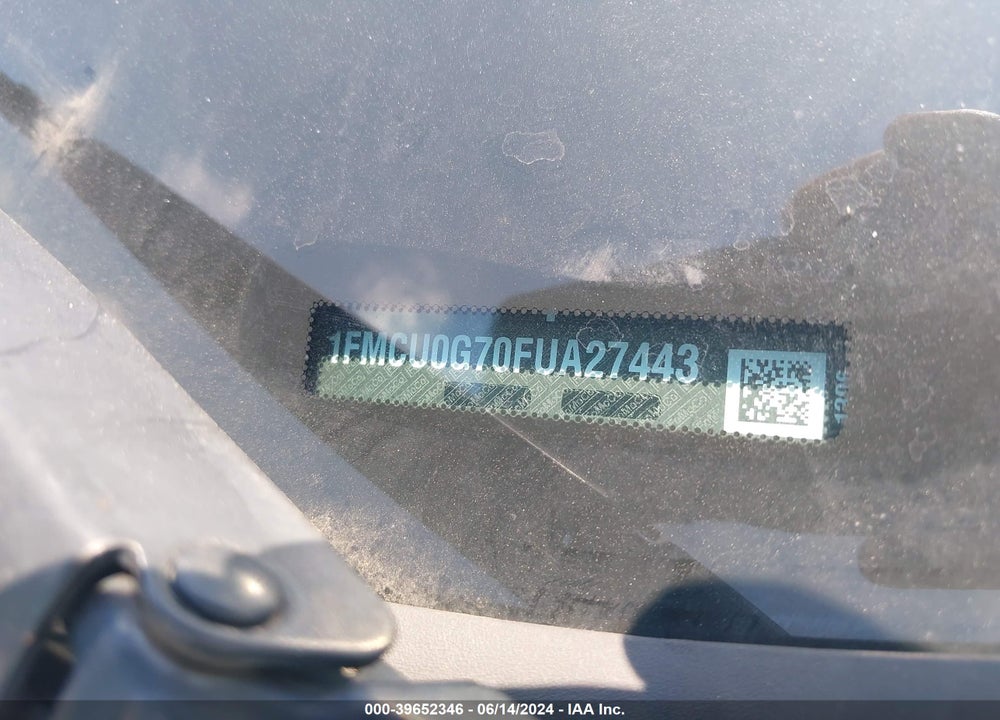 2015 ESCAPE FORD  SE VIN: 1FMCU0G70FUA27443