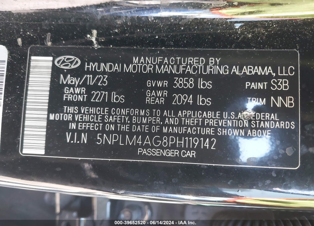2023 HYUNDAI ELANTRA SEL VIN: 5NPLM4AG8PH119142