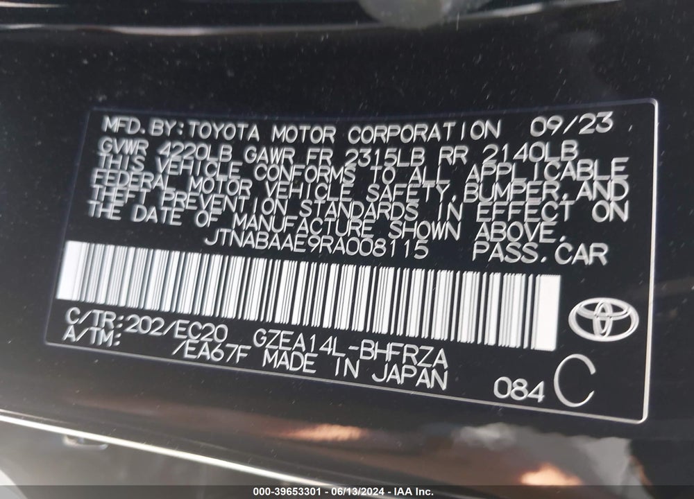 2024 TOYOTA GR COROLLA PREMIUM VIN: JTNABAAE9RA008115