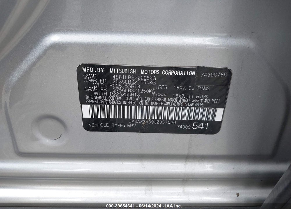 2018 MITSUBISHI OUTLANDER ES VIN: JA4AZ3A39JZ057020