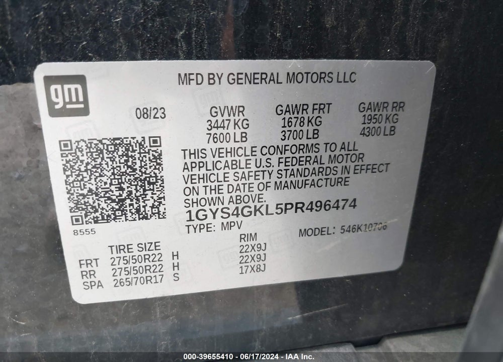 2023 CADILLAC ESCALADE 4WD SPORT PLATINUM VIN: 1GYS4GKL5PR496474