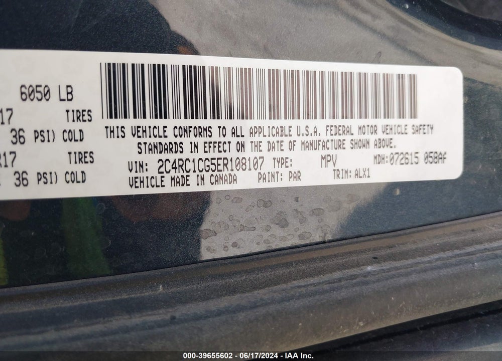 2014 CHRYSLER TOWN & COUNTRY TOURING-L VIN: 2C4RC1CG5ER108107