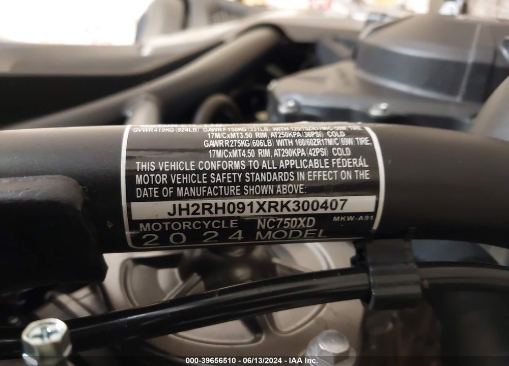 2024 HONDA NC750 XD VIN: JH2RH091XRK300407