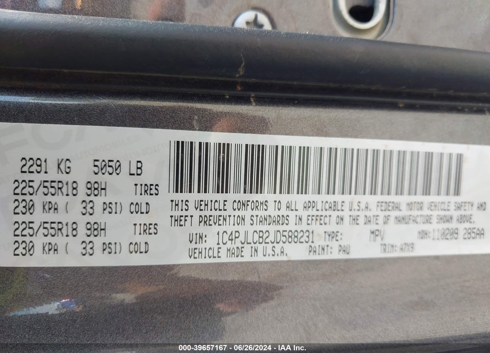 2018 JEEP CHEROKEE LATITUDE TECH CONNECT FWD VIN: 1C4PJLCB2JD588231