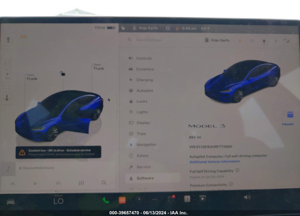 2024 TESLA MODEL 3 REAR-WHEEL DRIVE VIN: 5YJ3E1EA3RF773680