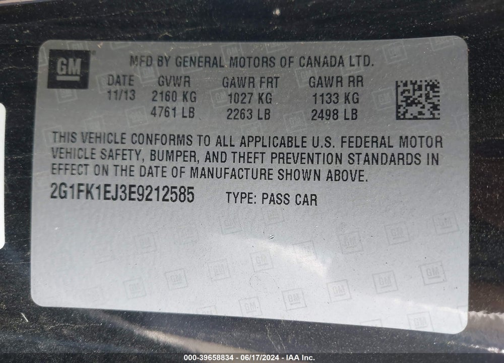 2014 CHEVROLET CAMARO 2SS VIN: 2G1FK1EJ3E9212585
