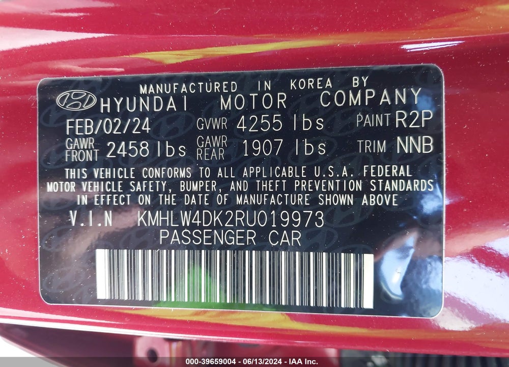 2024 HYUNDAI ELANTRA N VIN: KMHLW4DK2RU019973