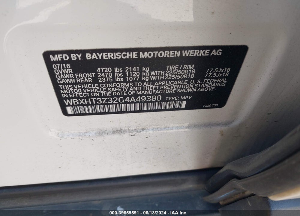 2016 BMW X1 XDRIVE28I VIN: WBXHT3Z32G4A49380