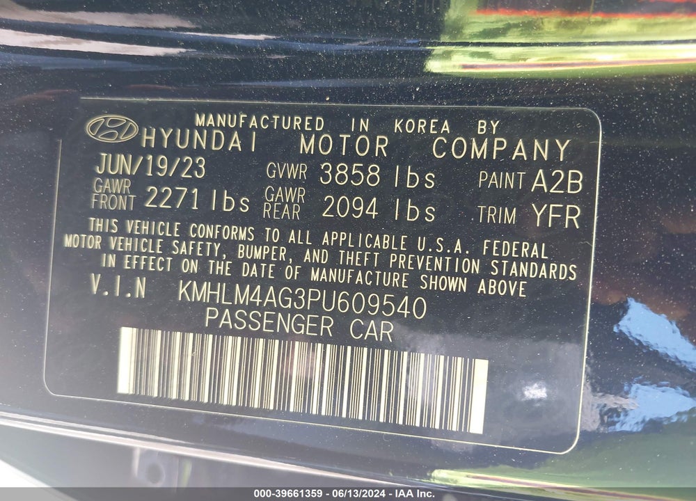 2023 HYUNDAI ELANTRA SEL VIN: KMHLM4AG3PU609540