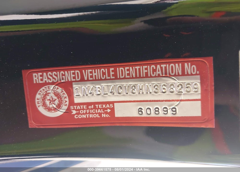 2021 NISSAN ALTIMA SR FWD VIN: 1N4BL4CV8MN368259