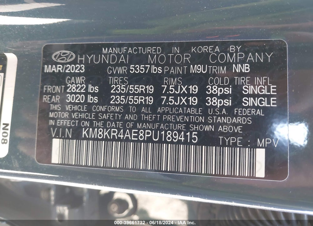 2023 HYUNDAI IONIQ 5 LIMITED VIN: KM8KR4AE8PU189415