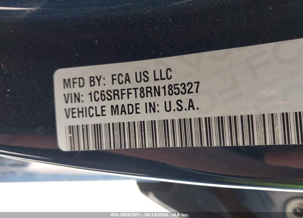 2024 RAM 1500 BIG HORN 4X4 5'7 BOX VIN: 1C6SRFFT8RN185327