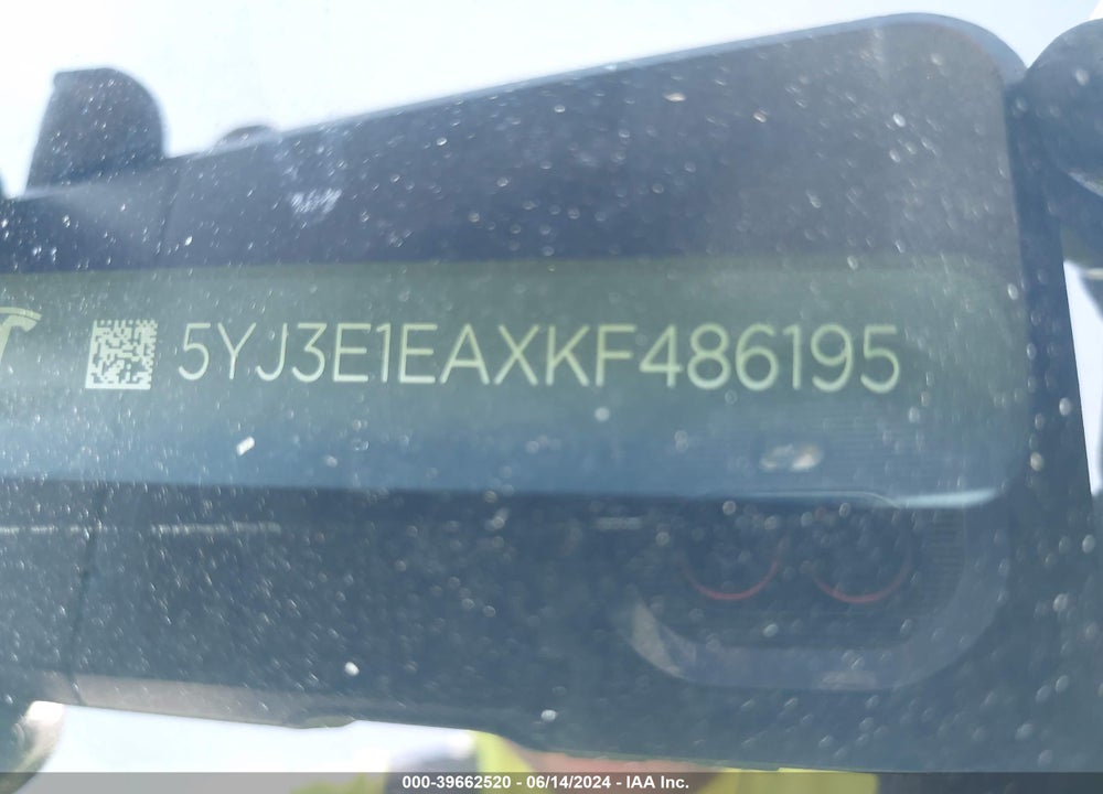 2019 TESLA MODEL 3 LONG RANGE/MID RANGE/STANDARD RANGE/STANDARD RANGE PLUS VIN: 5YJ3E1EAXKF486195