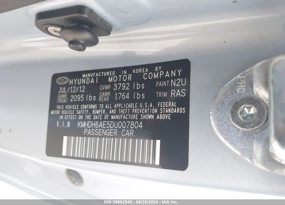 2013 HYUNDAI ELANTRA SE VIN: KMHDH6AE5DU007804