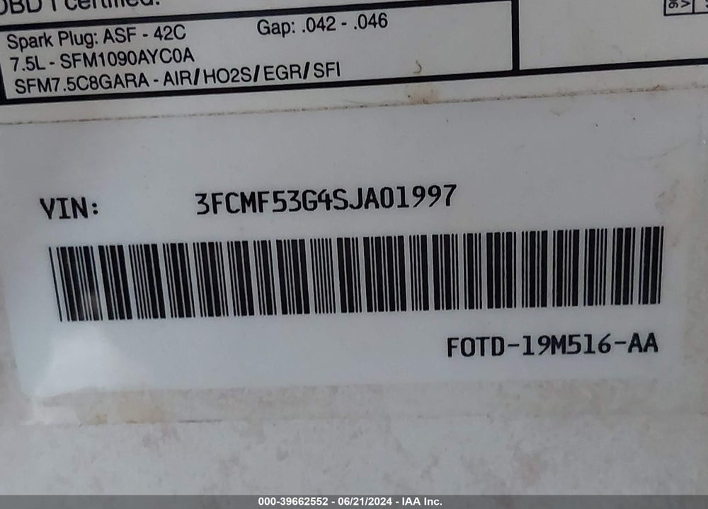 1995 FORD F530 SUPER DUTY VIN: 3FCMF53G4SJA01997