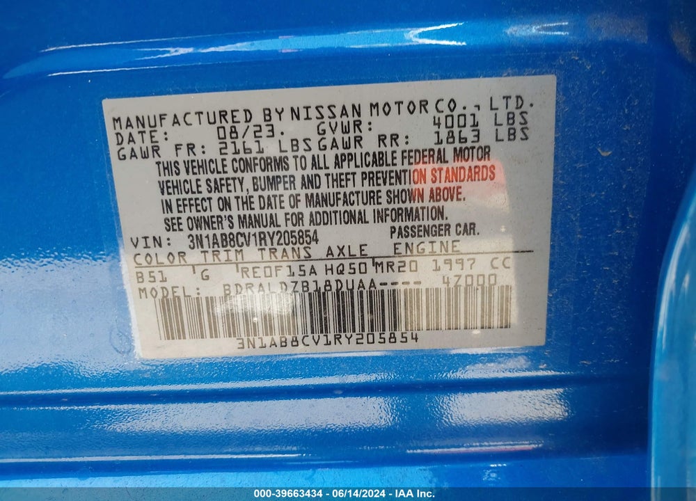 2024 NISSAN SENTRA SV XTRONIC CVT VIN: 3N1AB8CV1RY205854