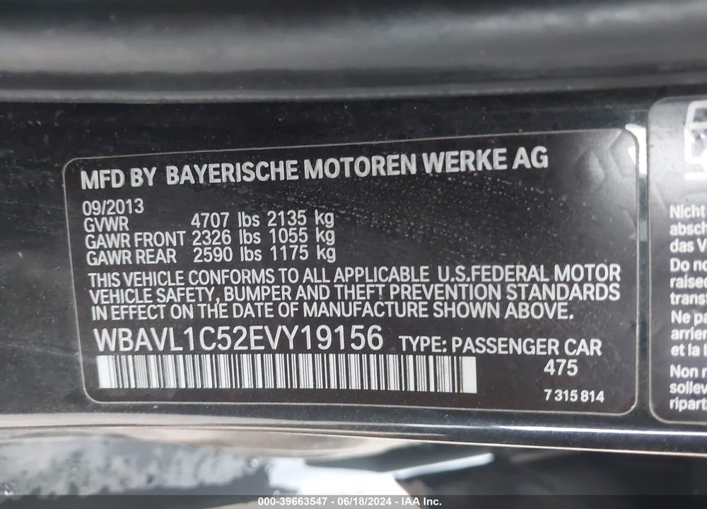 2014 BMW X1 XDRIVE28I VIN: WBAVL1C52EVY19156