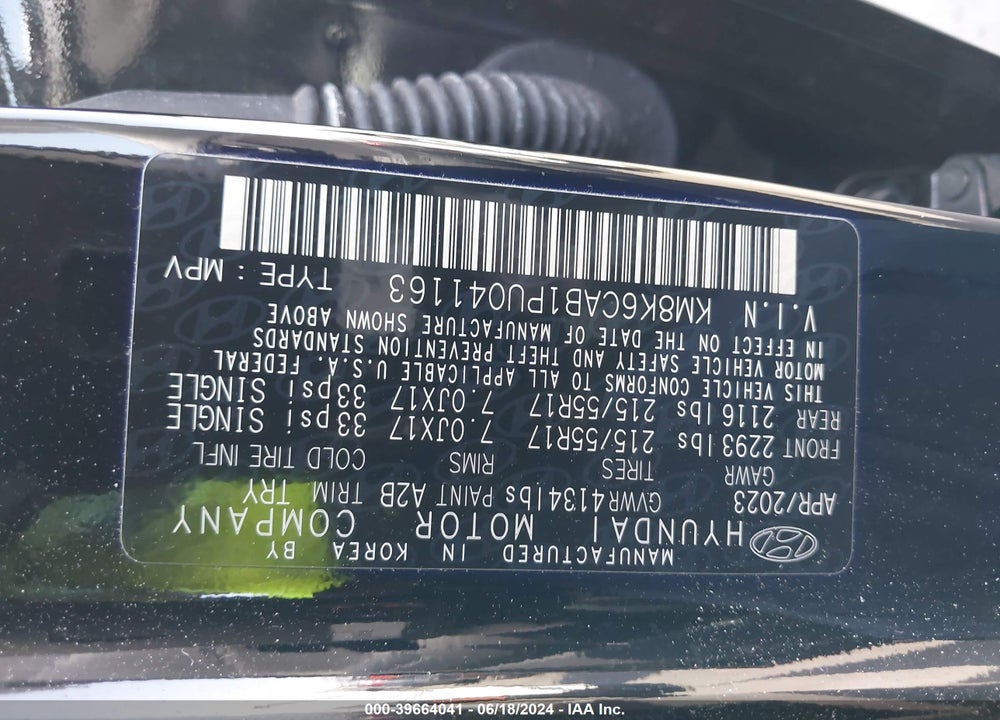 2023 HYUNDAI KONA SEL VIN: KM8K6CAB1PU041163
