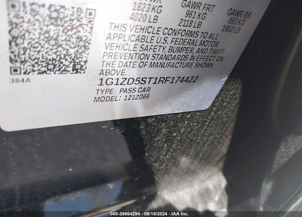 2024 CHEVROLET MALIBU LT VIN: 1G1ZD5ST1RF174422