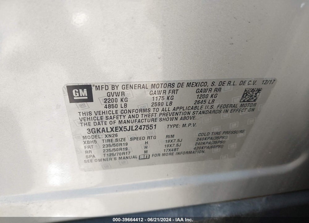 2018 GMC TERRAIN DENALI VIN: 3GKALXEX5JL247551
