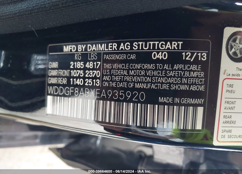 2014 MERCEDES-BENZ C 300 LUXURY 4MATIC/SPORT 4MATIC VIN: WDDGF8ABXEA935920