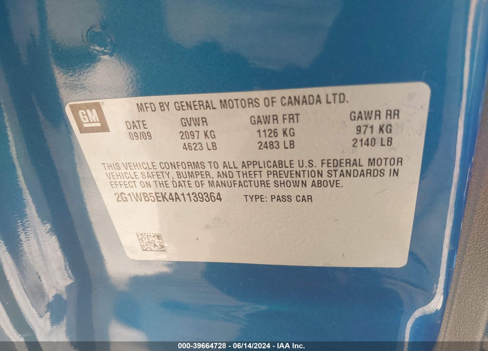 2010 CHEVROLET IMPALA LT VIN: 2G1WB5EK4A1139364