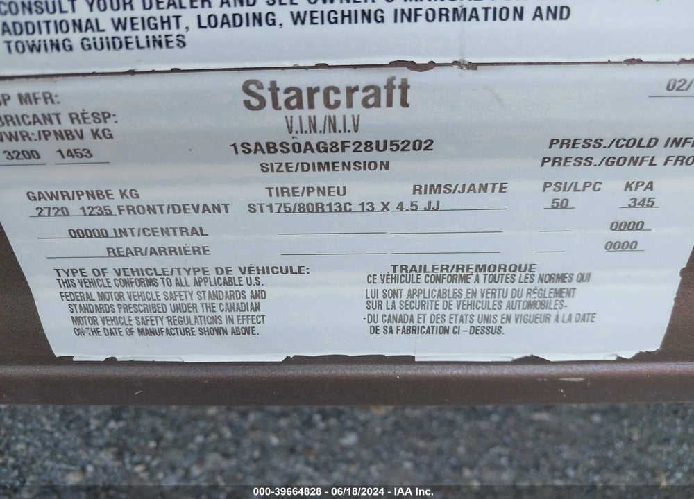 2015 STARCRAFT RV AR-ONE VIN: 1SABS0AG8F28U5202