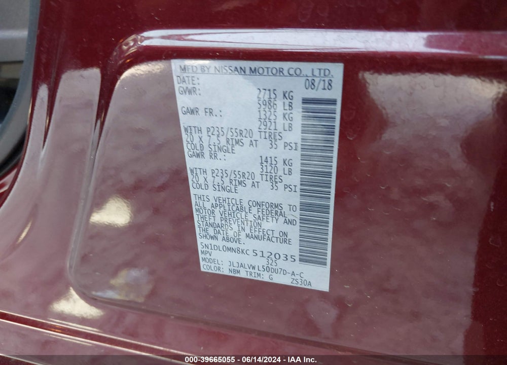 2019 INFINITI QX60 LUXE VIN: 5N1DL0MN8KC512035