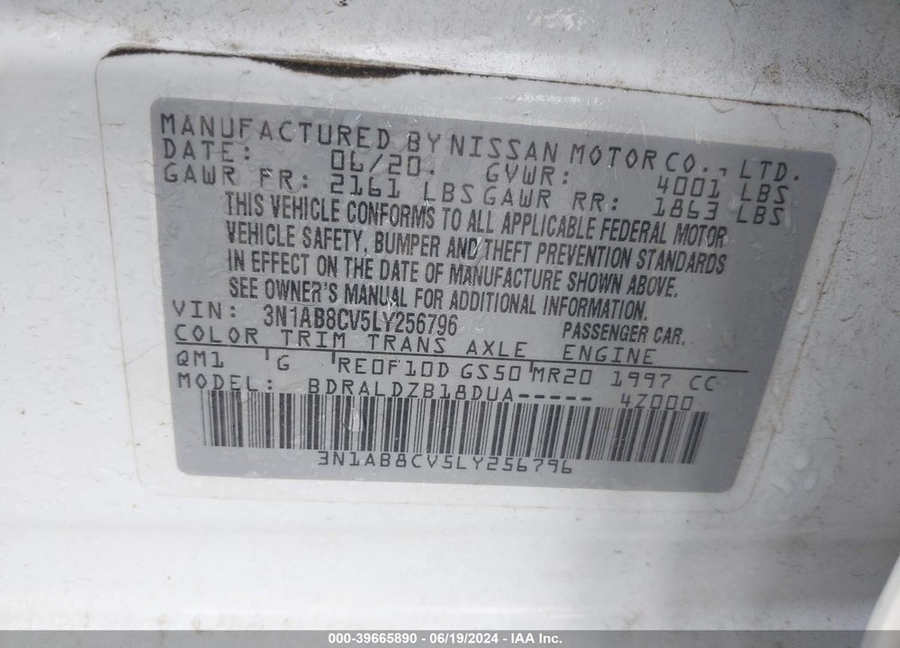 2020 NISSAN SENTRA SV XTRONIC CVT VIN: 3N1AB8CV5LY256796