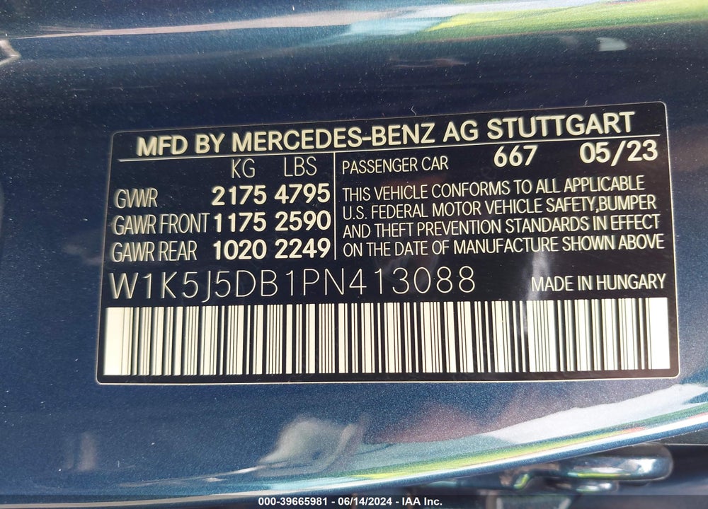 2023 MERCEDES-BENZ AMG CLA 45 4MATIC VIN: W1K5J5DB1PN413088