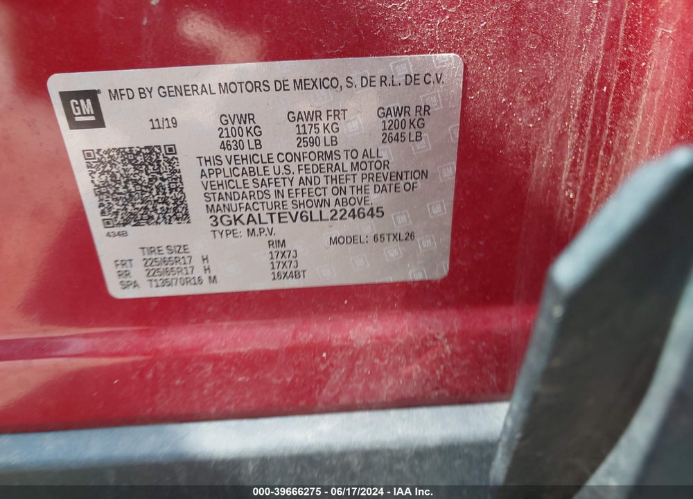 2020 GMC TERRAIN AWD SLE VIN: 3GKALTEV6LL224645
