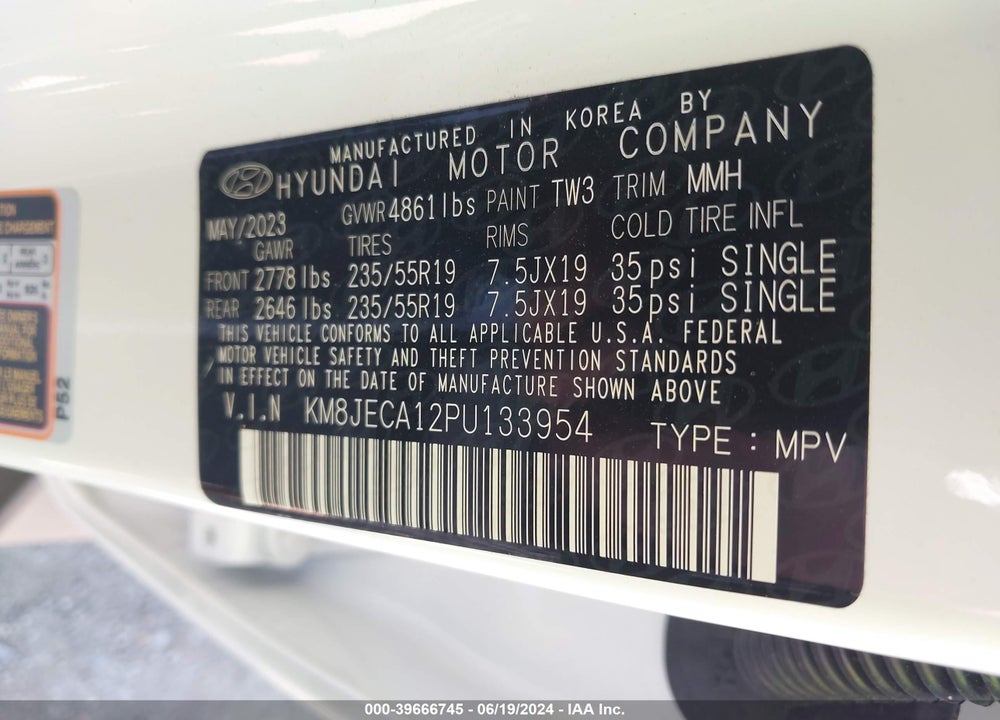 2023 HYUNDAI TUCSON HYBRID LIMITED VIN: KM8JECA12PU133954