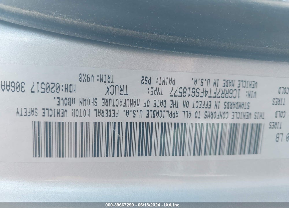 2015 RAM 1500 TRADESMAN VIN: 1C6RR7FT4FS618577