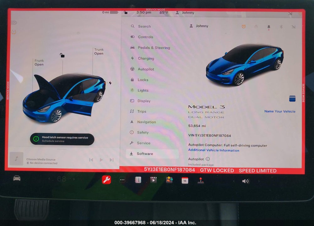 2022 TESLA MODEL 3 LONG RANGE DUAL MOTOR ALL-WHEEL DRIVE VIN: 5YJ3E1EB0NF187084
