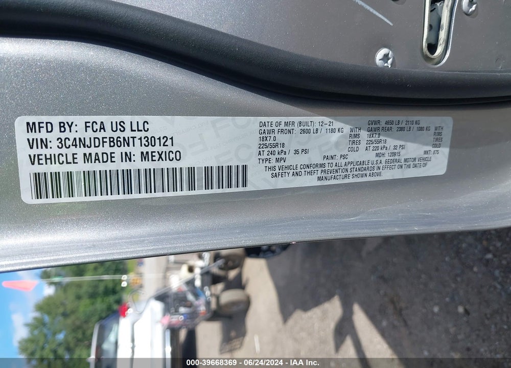 2022 JEEP COMPASS LATITUDE LUX 4X4 VIN: 3C4NJDFB6NT130121