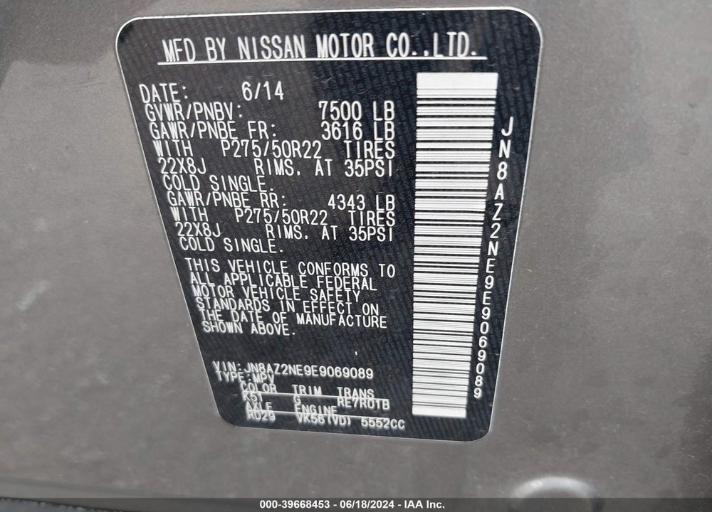 2014 INFINITI QX80 VIN: JN8AZ2NE9E9069089