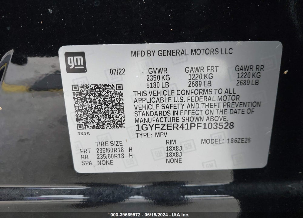 2023 CADILLAC XT4 FWD SPORT VIN: 1GYFZER41PF103528