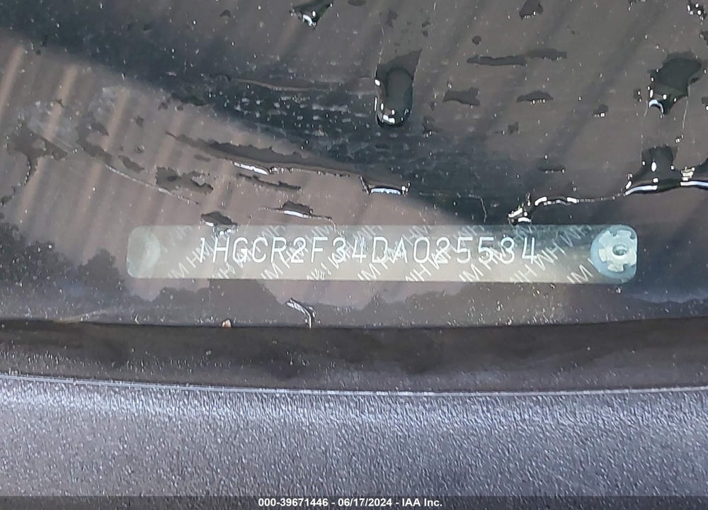 2013 HONDA ACCORD LX VIN: 1HGCR2F34DA025534