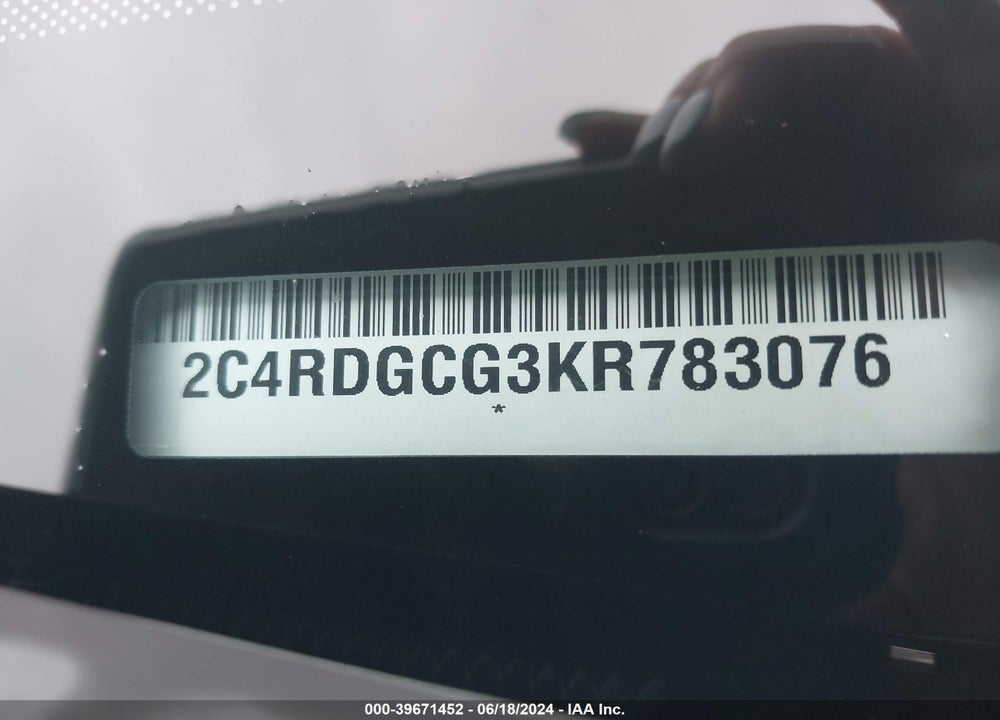 2019 DODGE GRAND CARAVAN SXT VIN: 2C4RDGCG3KR783076