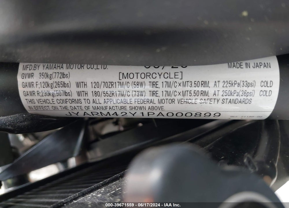2023 YAMAHA MTM690 VIN: JYARM42Y1PA000899