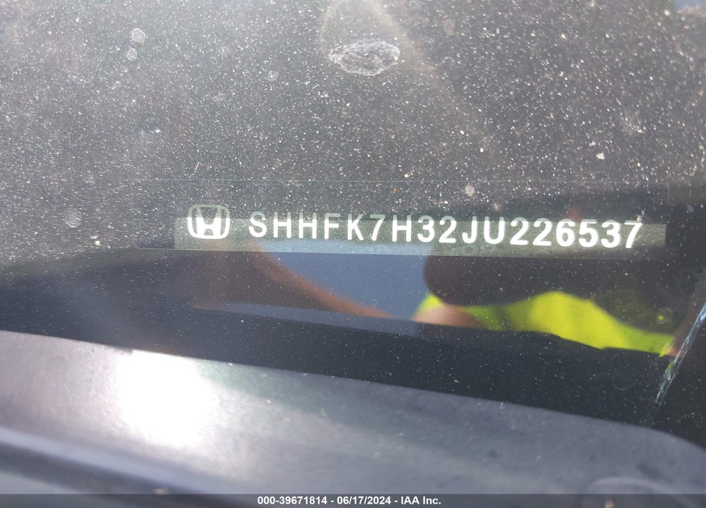 2018 HONDA CIVIC LX VIN: SHHFK7H32JU226537