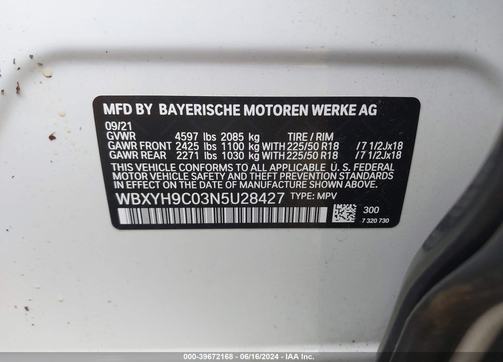2022 BMW X2 SDRIVE28I VIN: WBXYH9C03N5U28427