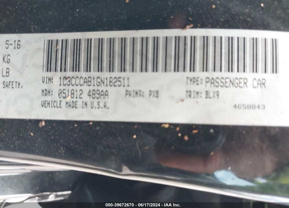 2016 CHRYSLER 200 LIMITED PLATINUM VIN: 1C3CCCAB1GN182511