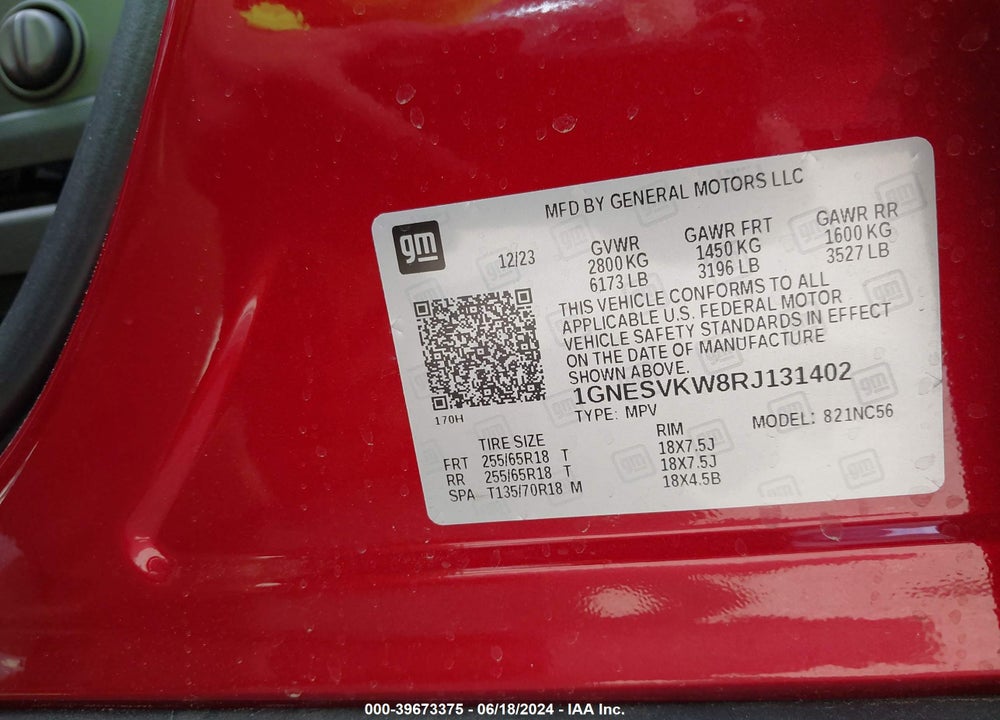 2024 CHEVROLET TRAVERSE LIMITED FWD LT CLOTH VIN: 1GNESVKW8RJ131402