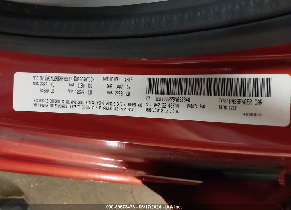 2008 DODGE AVENGER SXT VIN: 1B3LC56R78N638348