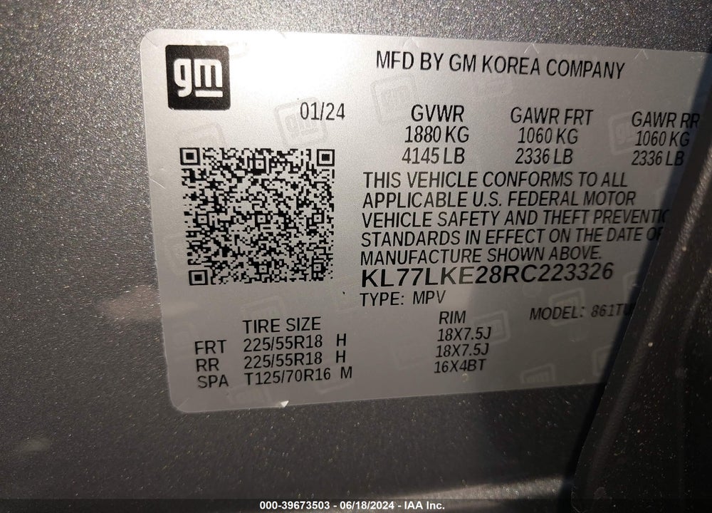 2024 CHEVROLET TRAX FWD ACTIV VIN: KL77LKE28RC223326