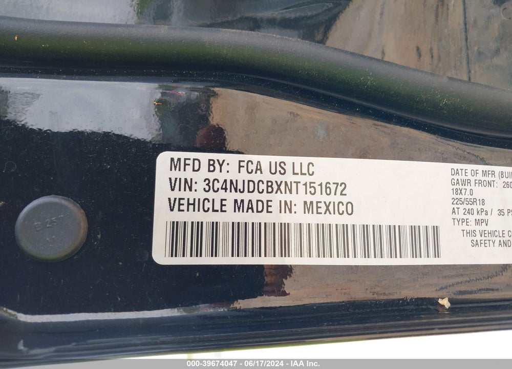 2022 JEEP COMPASS LIMITED 4X4 VIN: 3C4NJDCBXNT151672