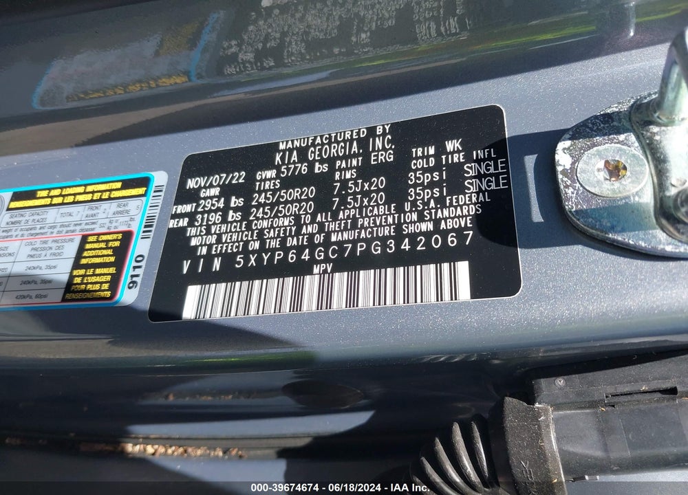2023 KIA TELLURIDE S VIN: 5XYP64GC7PG342067