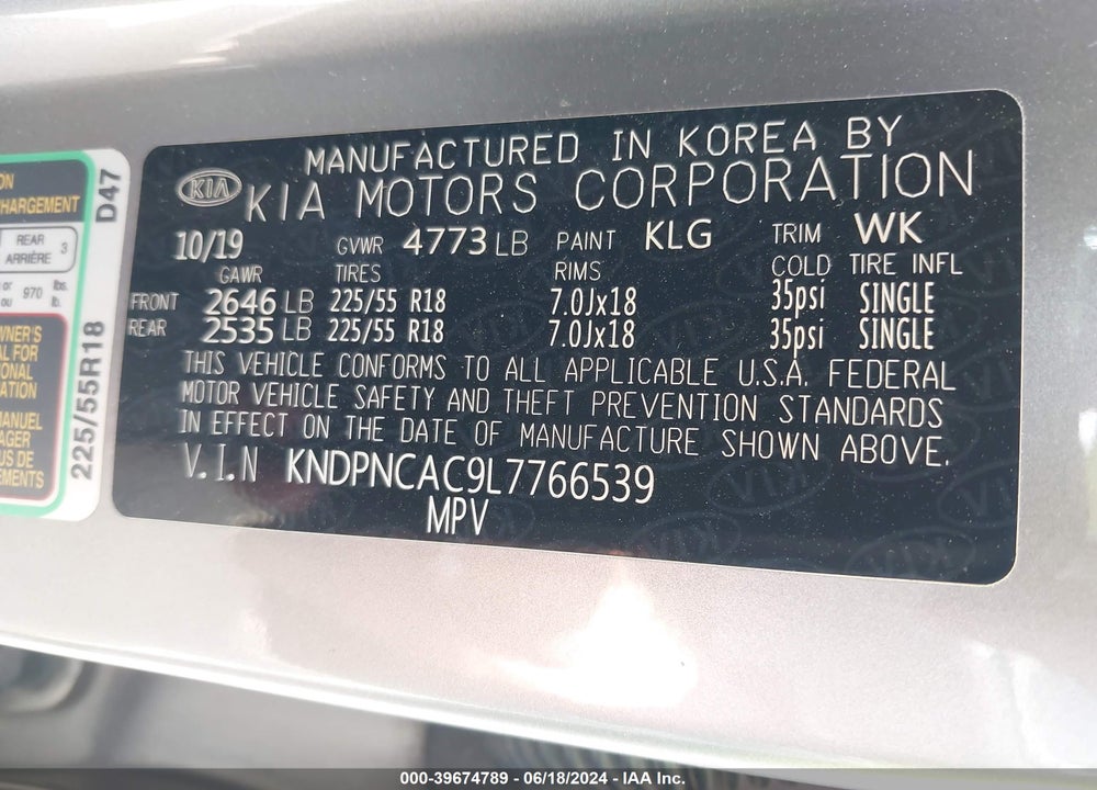 2020 KIA SPORTAGE EX VIN: KNDPNCAC9L7766539